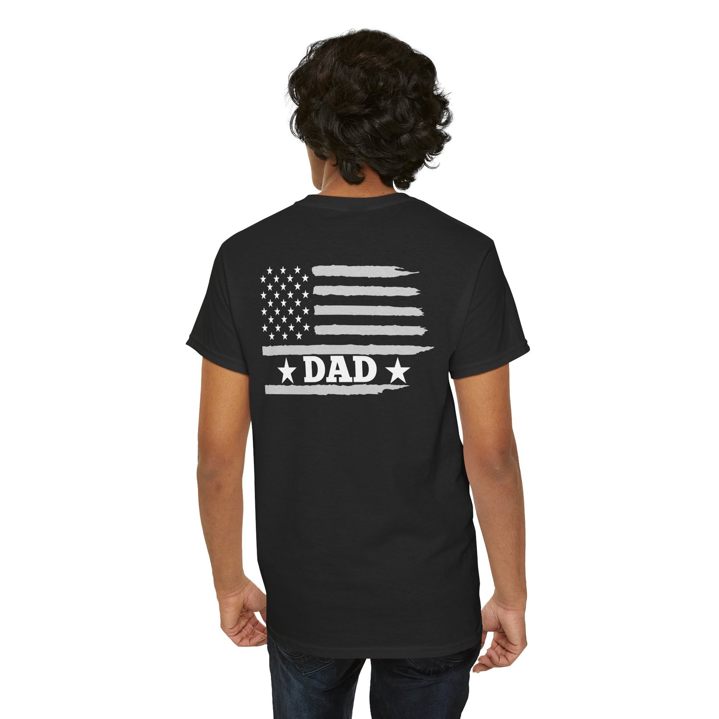 Dad American Flag Patriotic Graphic Tee (Father's Day, 4th of July, Christmas)