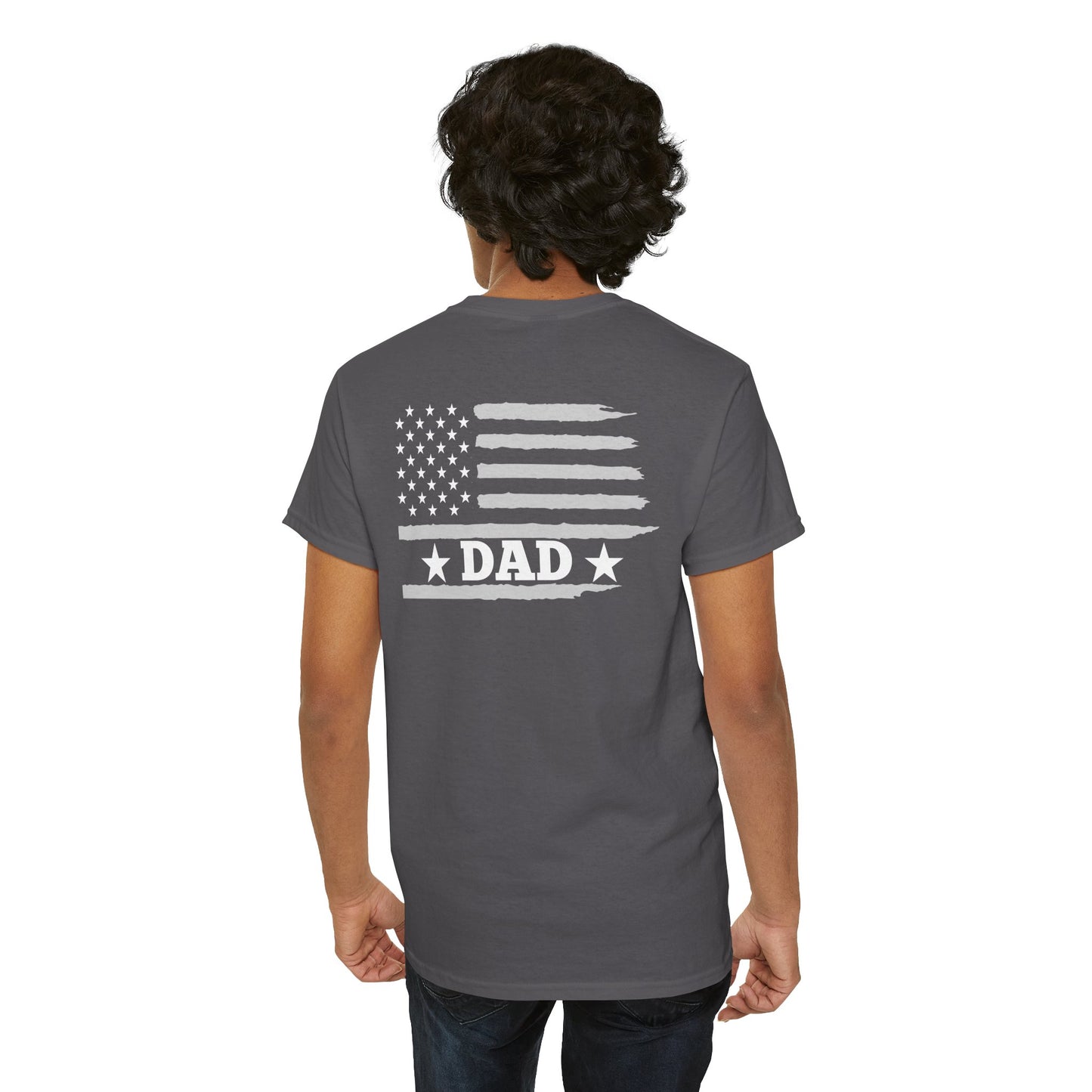 Dad American Flag Patriotic Graphic Tee (Father's Day, 4th of July, Christmas)
