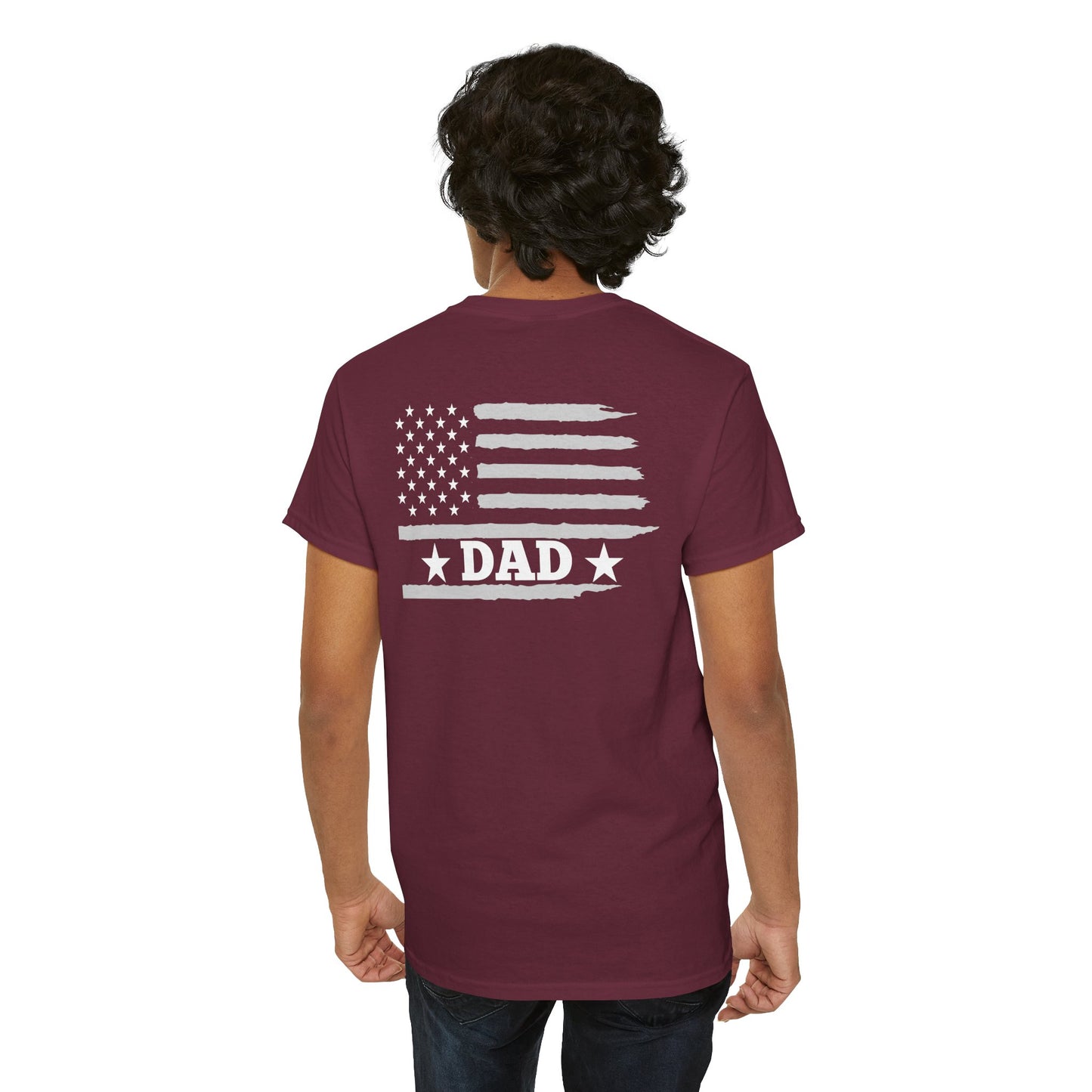 Dad American Flag Patriotic Graphic Tee (Father's Day, 4th of July, Christmas)