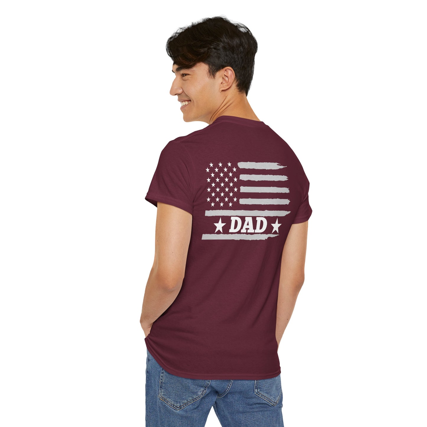 Dad American Flag Patriotic Graphic Tee (Father's Day, 4th of July, Christmas)