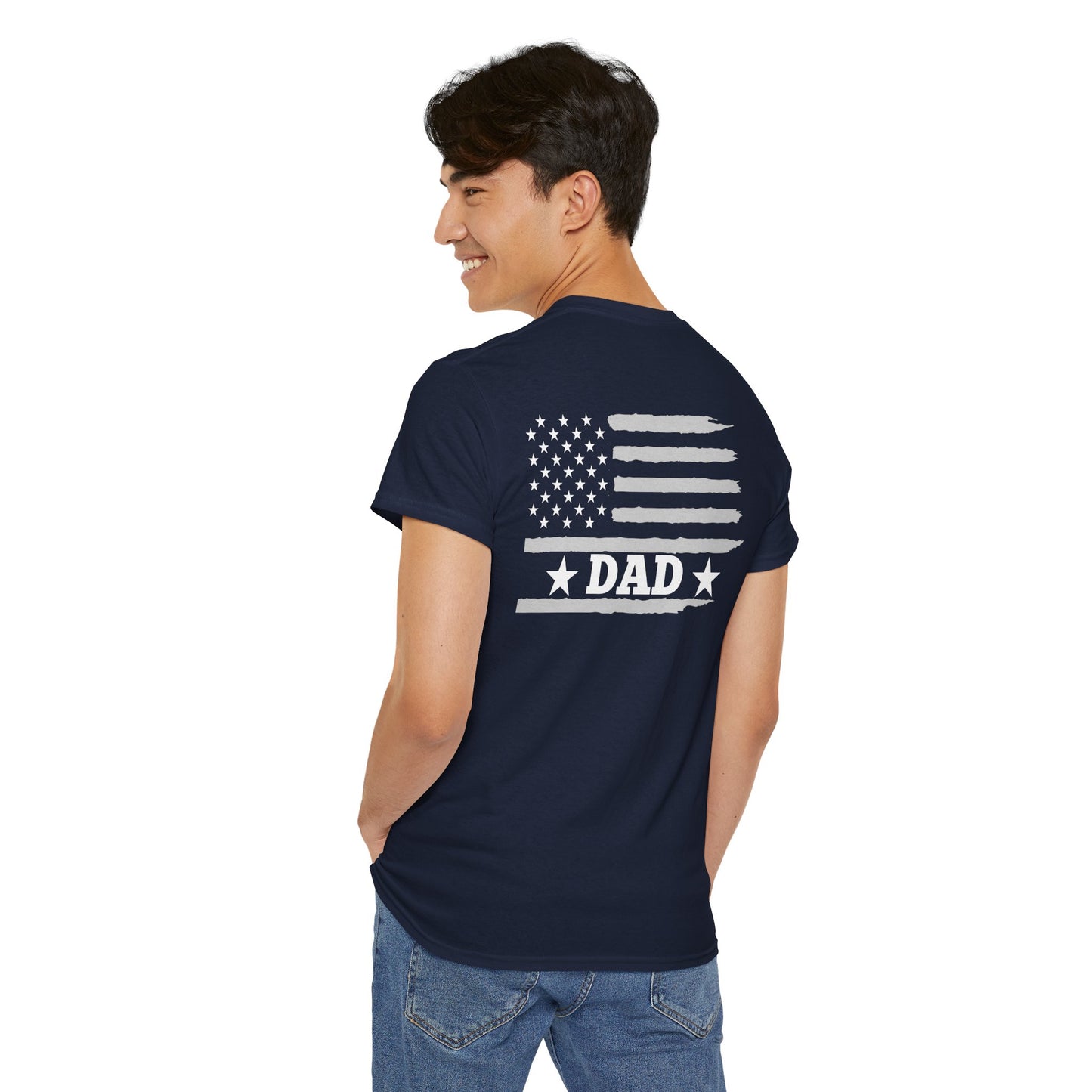 Dad American Flag Patriotic Graphic Tee (Father's Day, 4th of July, Christmas)