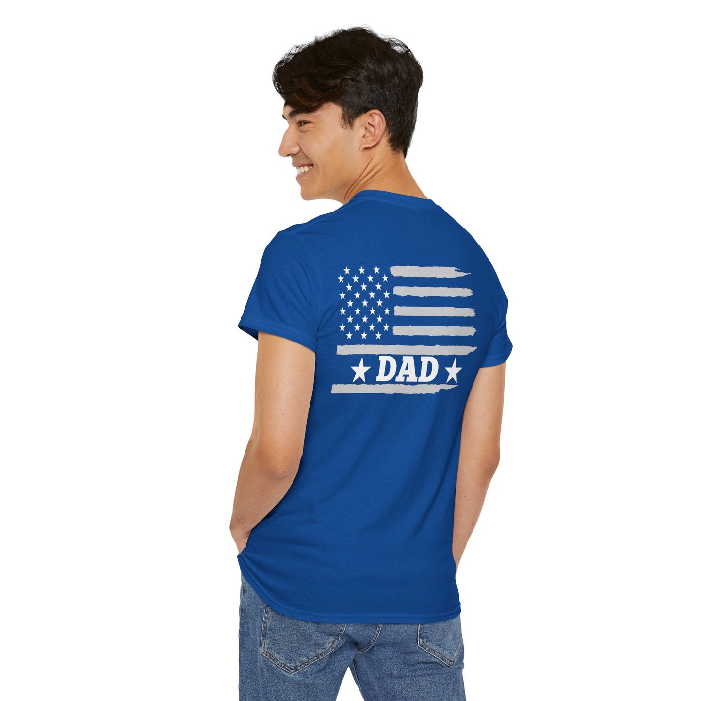 Dad American Flag Patriotic Graphic Tee (Father's Day, 4th of July, Christmas)