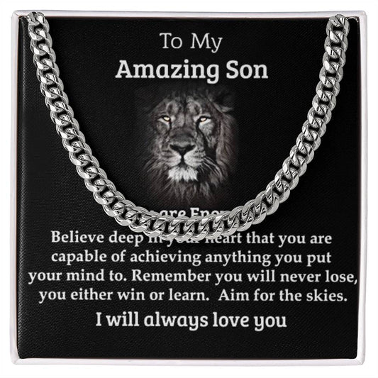 To My Amazing Son | I Will Always Love You - Cuban Link Chain